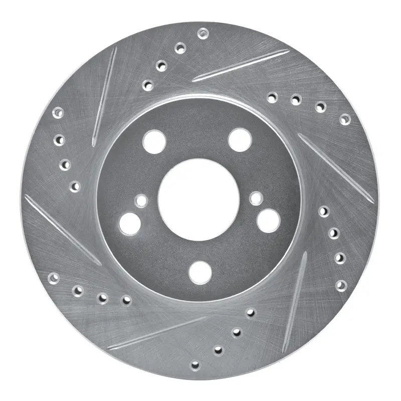 R1 94-00 Toyota Celica Front Left Drilled & Slotted Silver Brake Rotor 1