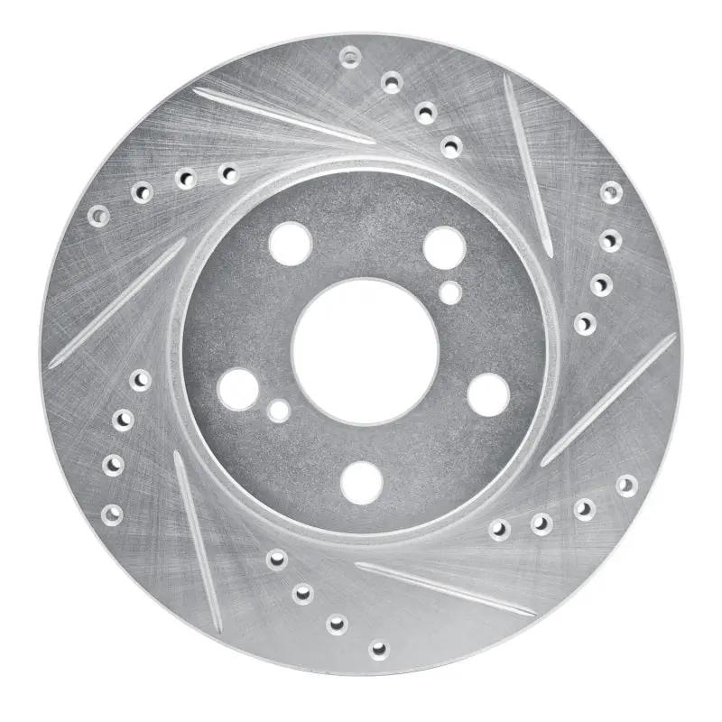 R1 94-00 Toyota Celica Front Right Drilled & Slotted Silver Brake Rotor 1