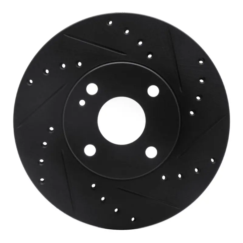 R1 94-02 Mazda Miata Front Right Drilled & Slotted Black Brake Rotor 1