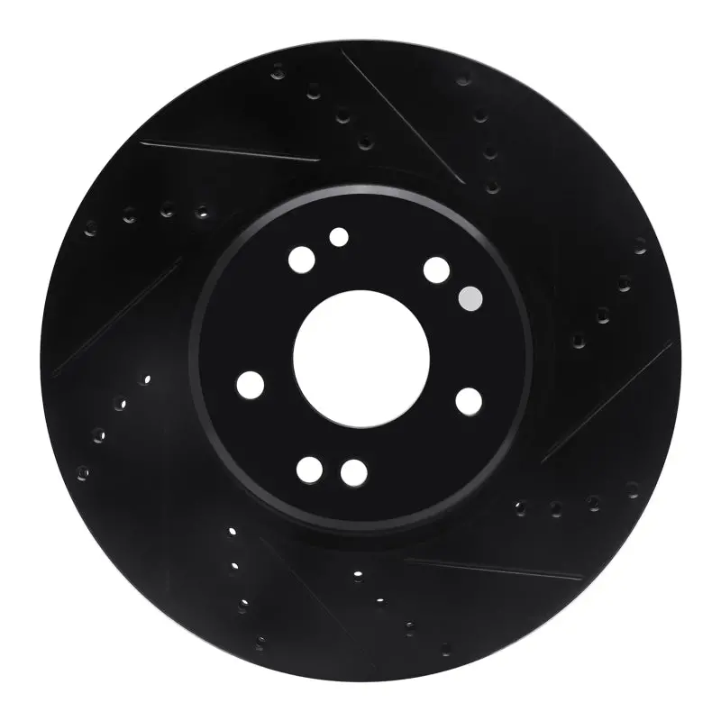 R1 94-02 Mercedes-Benz Sl600 Left Front Drilled & Slotted Black Brake Rotor 1