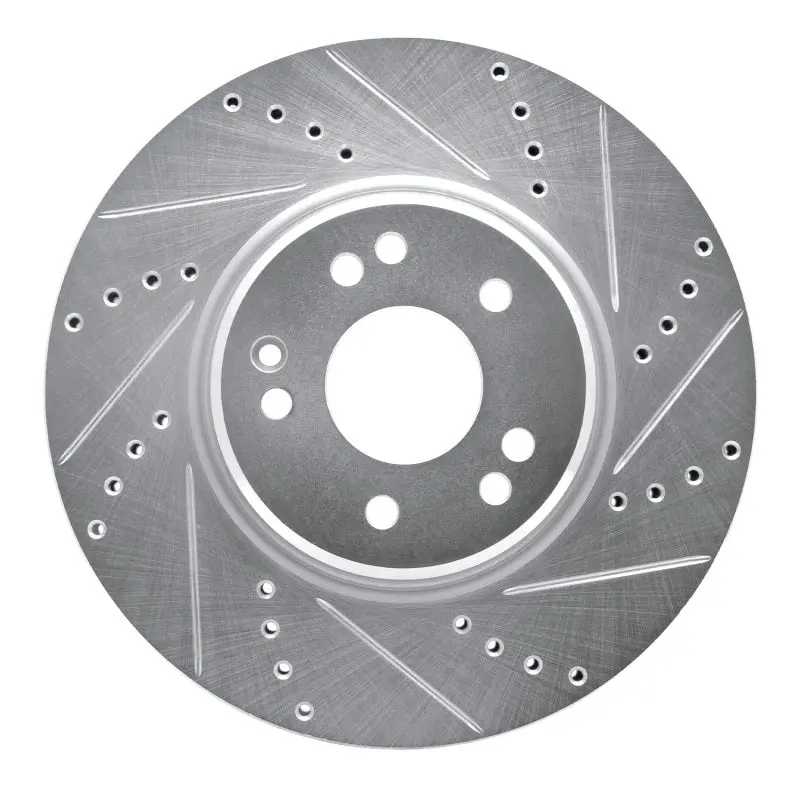 R1 94-02 Mercedes-Benz Sl600 Left Front Drilled & Slotted Silver Brake Rotor 1