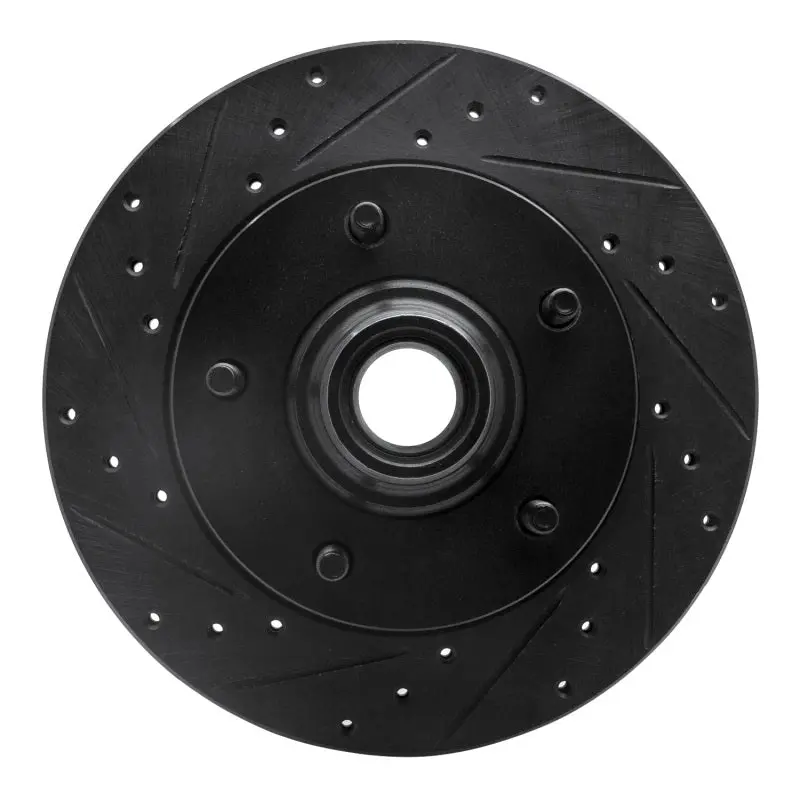 R1 94-03 Ford E-150 Econoline Front Left Drilled & Slotted Black Brake Rotor 1