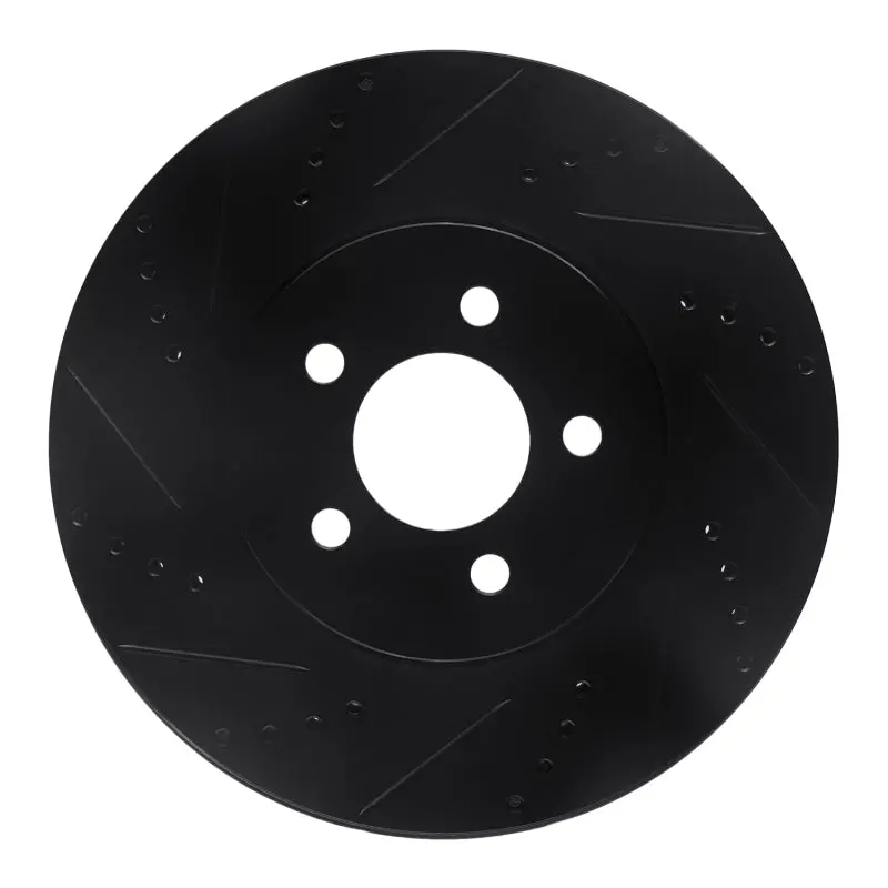 R1 94-04 Ford Mustang Front Left Drilled & Slotted Black Brake Rotor 1