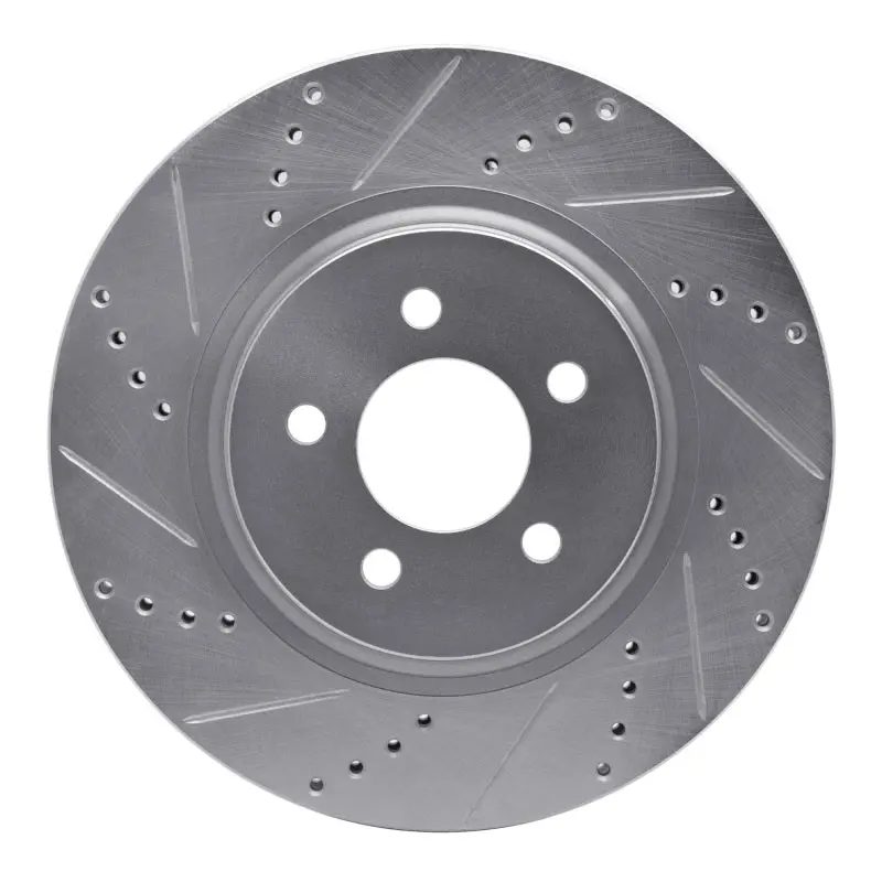 R1 94-04 Ford Mustang Front Left Drilled & Slotted Silver Brake Rotor 1
