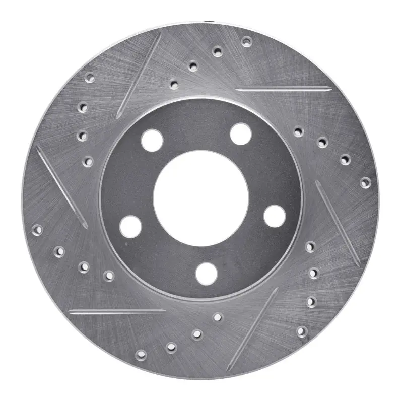 R1 94-04 Ford Mustang Front Left Drilled & Slotted Silver Brake Rotor 1