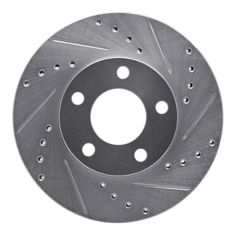 R1 94-04 Ford Mustang Front Right Drilled & Slotted Silver Brake Rotor 1