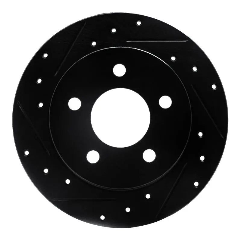 R1 94-04 Ford Mustang Rear Left Drilled & Slotted Black Brake Rotor 1