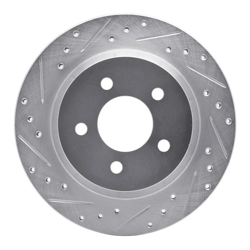 R1 94-04 Ford Mustang Rear Left Drilled & Slotted Silver Brake Rotor 1
