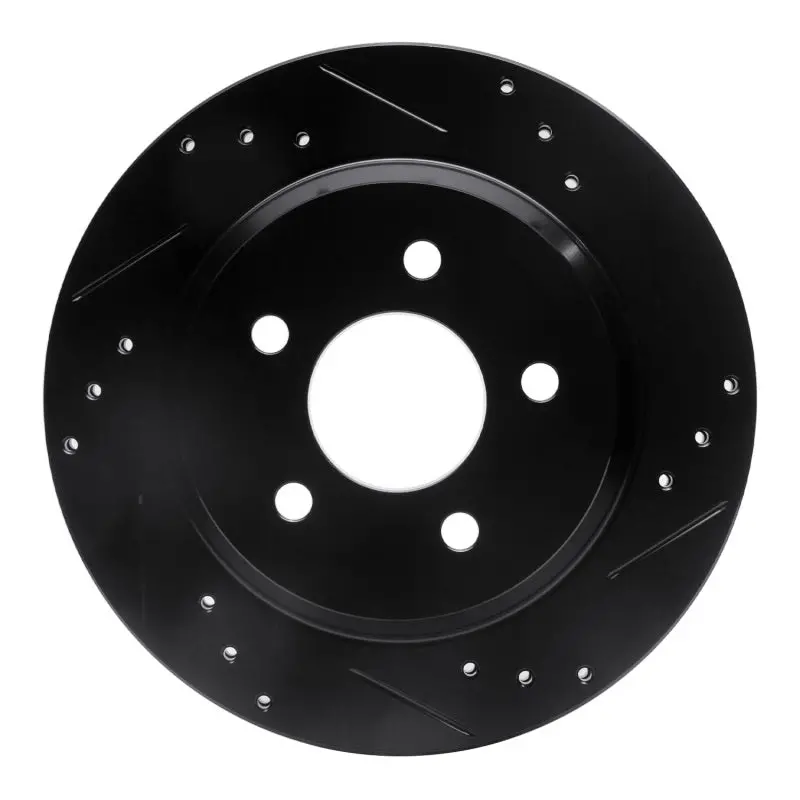 R1 94-04 Ford Mustang Rear Right Drilled & Slotted Black Brake Rotor 1