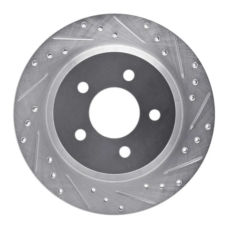 R1 94-04 Ford Mustang Rear Right Drilled & Slotted Silver Brake Rotor 1