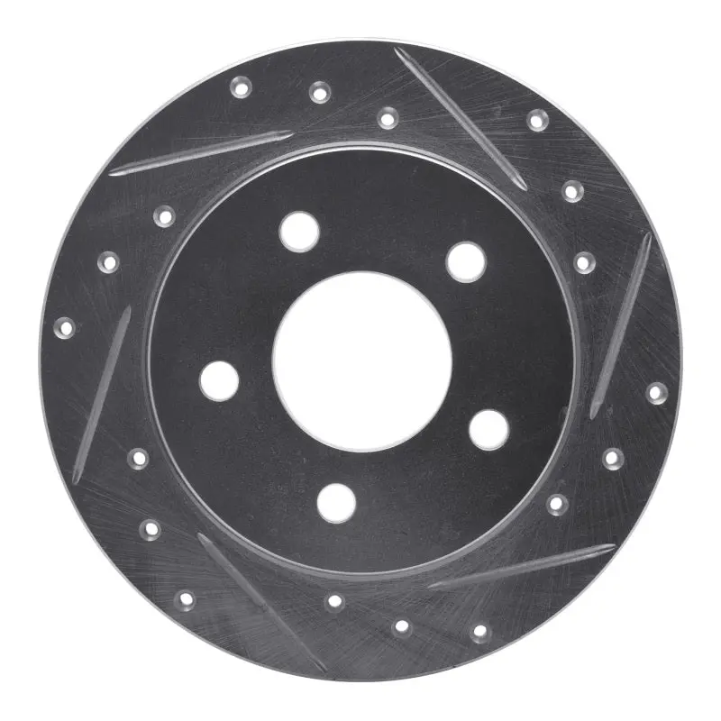 R1 94-04 Ford Mustang Rear Right Drilled & Slotted Silver Brake Rotor 1