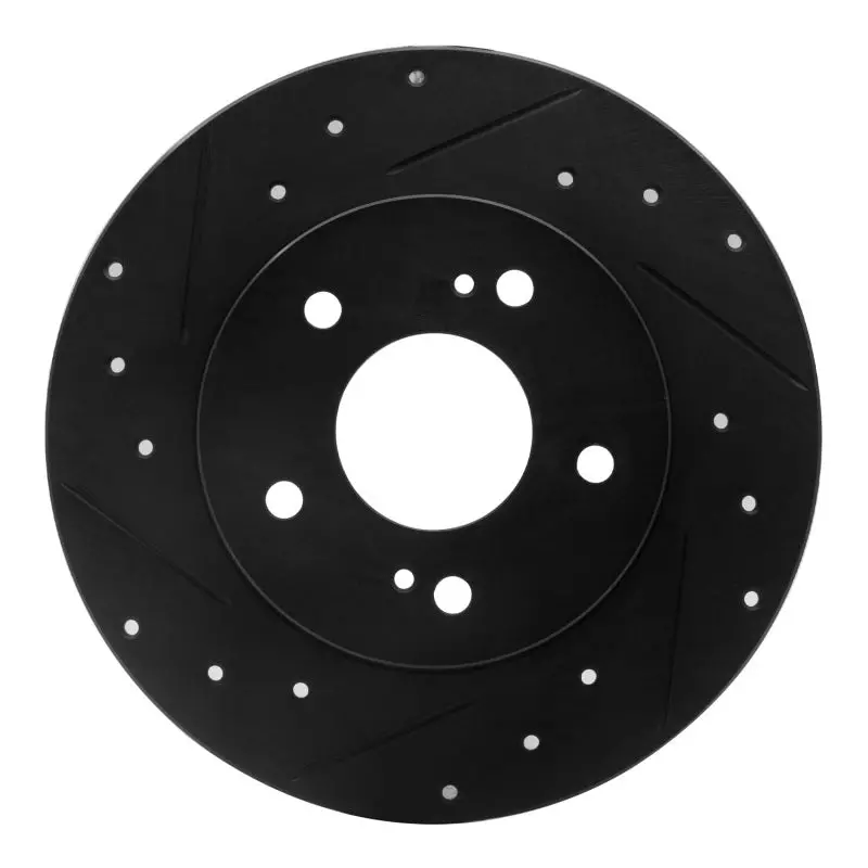 R1 94-04 Infiniti I30 Rear Left Drilled & Slotted Black Brake Rotor 1