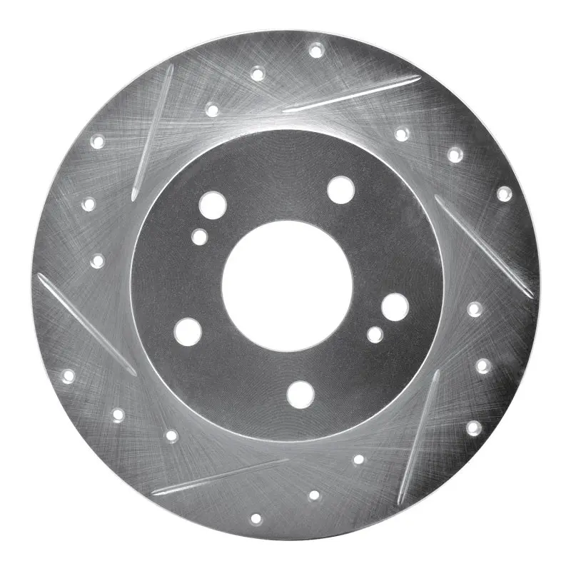 R1 94-04 Infiniti I30 Rear Left Drilled & Slotted Silver Brake Rotor 1