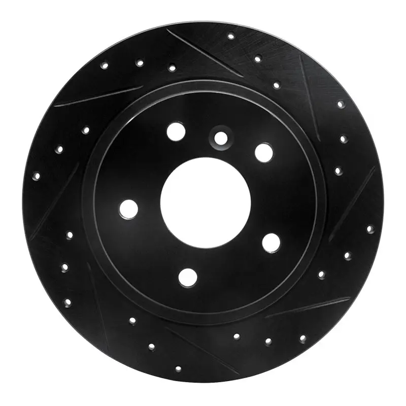R1 94-04 Land Rover Discovery Rear Right Drilled & Slotted Black Brake Rotor 1