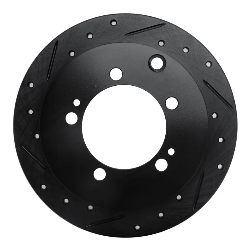 R1 94-07 Chrysler Sebring Rear Left Drilled & Slotted Black Brake Rotor 1