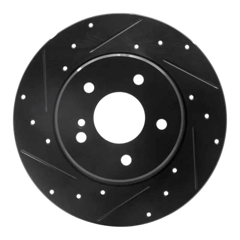 R1 94-11 Mercedes-Benz C280 Rear Left Drilled & Slotted Black Brake Rotor 1