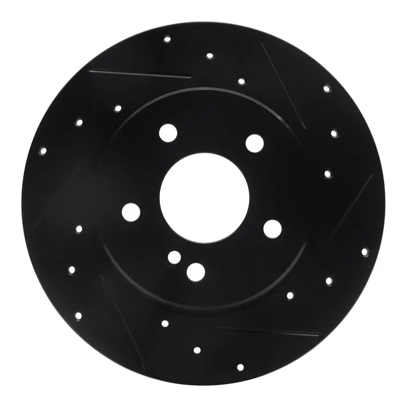 R1 94-11 Mercedes-Benz Clk350 Rear Right Drilled & Slotted Black Brake Rotor 1