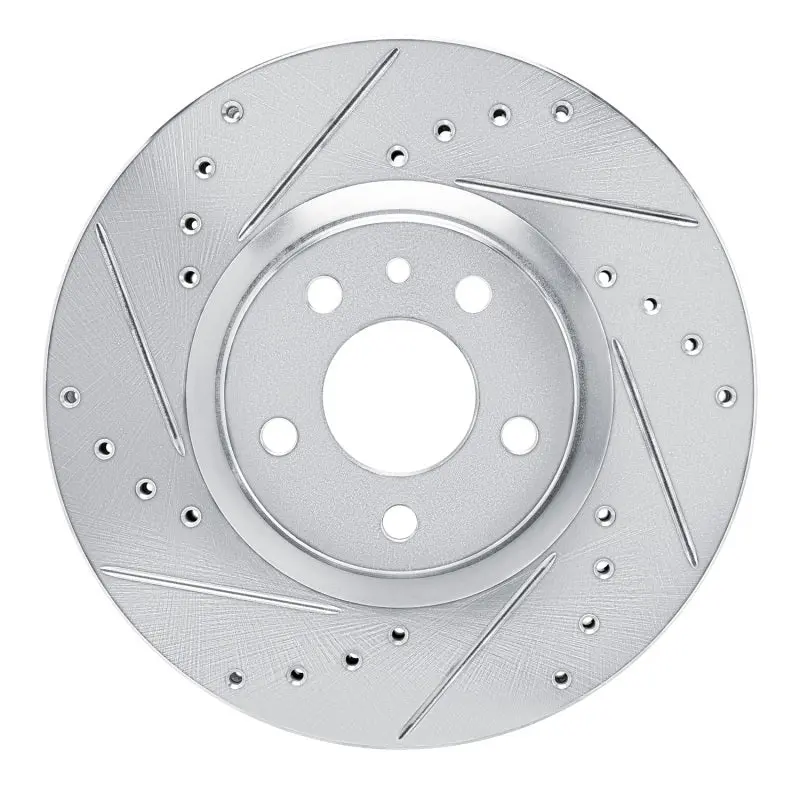 R1 94-95 Alfa Romeo 164 Front Left Drilled & Slotted Silver Brake Rotor 1