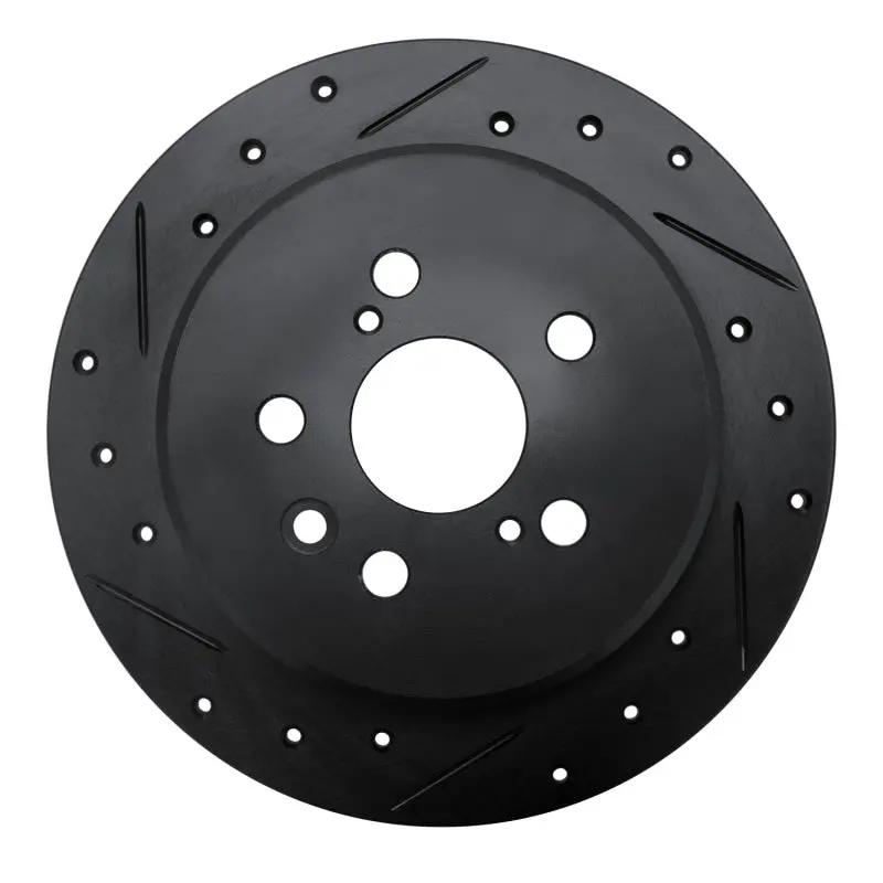 R1 94-95 Toyota Celica Rear Left Drilled & Slotted Black Brake Rotor 1