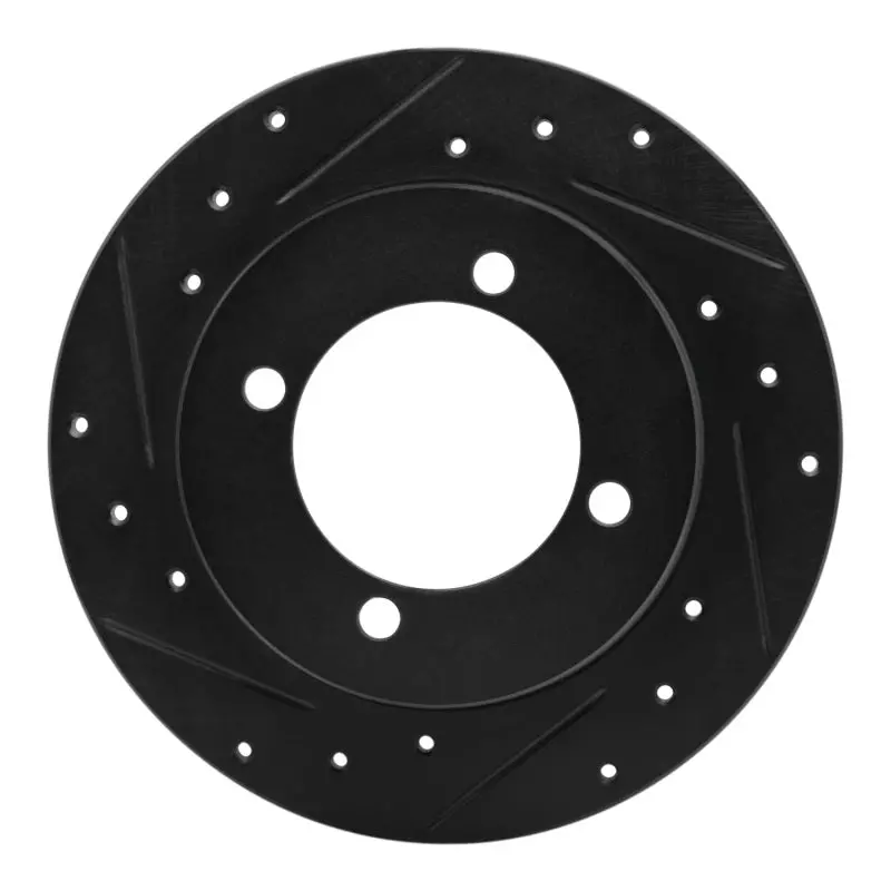 R1 94-96 Hyundai Elantra Rear Left Drilled & Slotted Black Brake Rotor 1