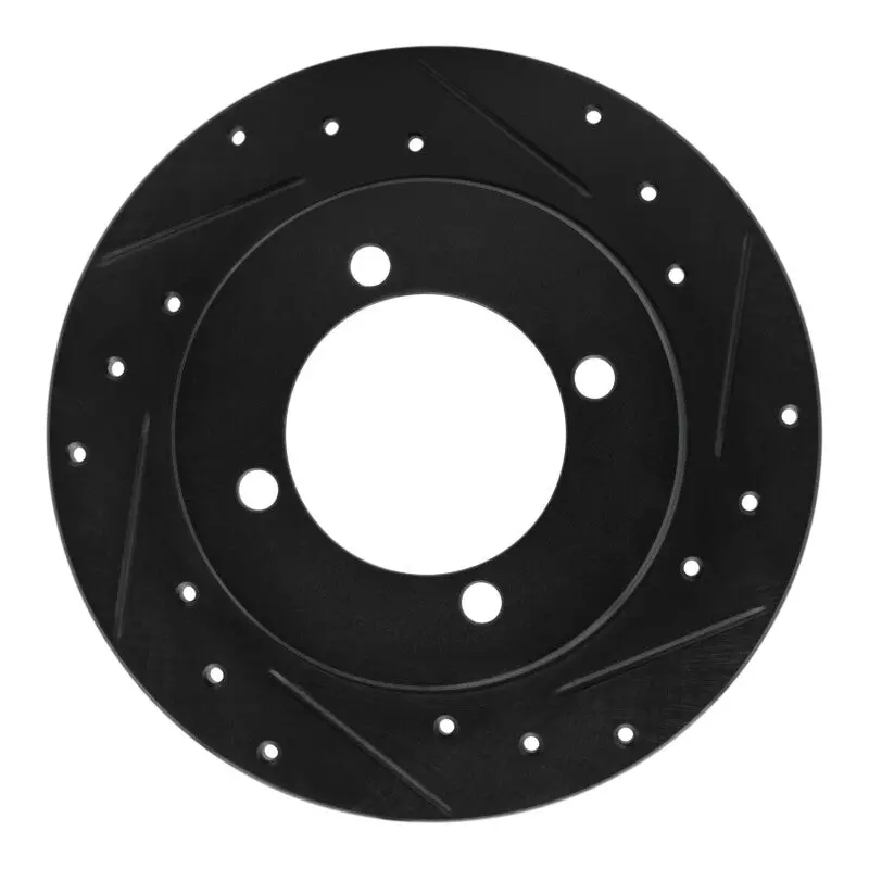 R1 94-96 Hyundai Elantra Rear Right Drilled & Slotted Black Brake Rotor 1
