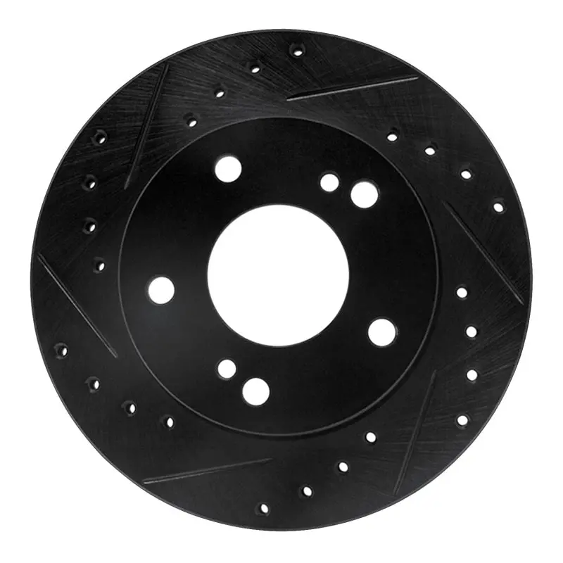 R1 94-96 Nissan 240Sx Front Left Drilled & Slotted Black Brake Rotor 1