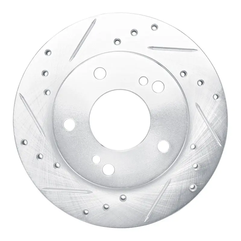 R1 94-96 Nissan 240Sx Front Left Drilled & Slotted Silver Brake Rotor 1