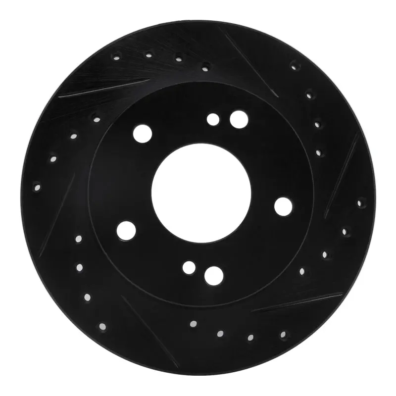 R1 94-96 Nissan 240Sx Front Right Drilled & Slotted Black Brake Rotor 1