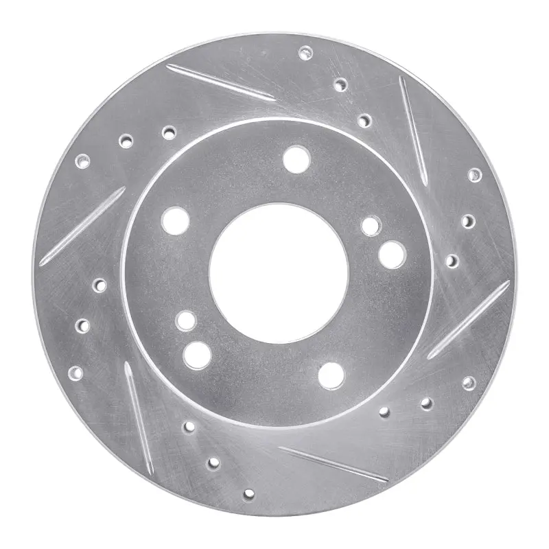 R1 94-96 Nissan 240Sx Front Right Drilled & Slotted Silver Brake Rotor 1