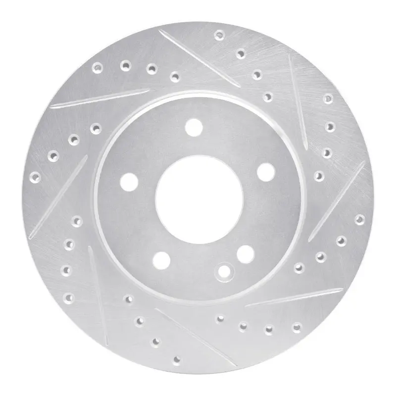 R1 94-97 Mercedes-Benz C230 Front Right Drilled & Slotted Silver Brake Rotor 1
