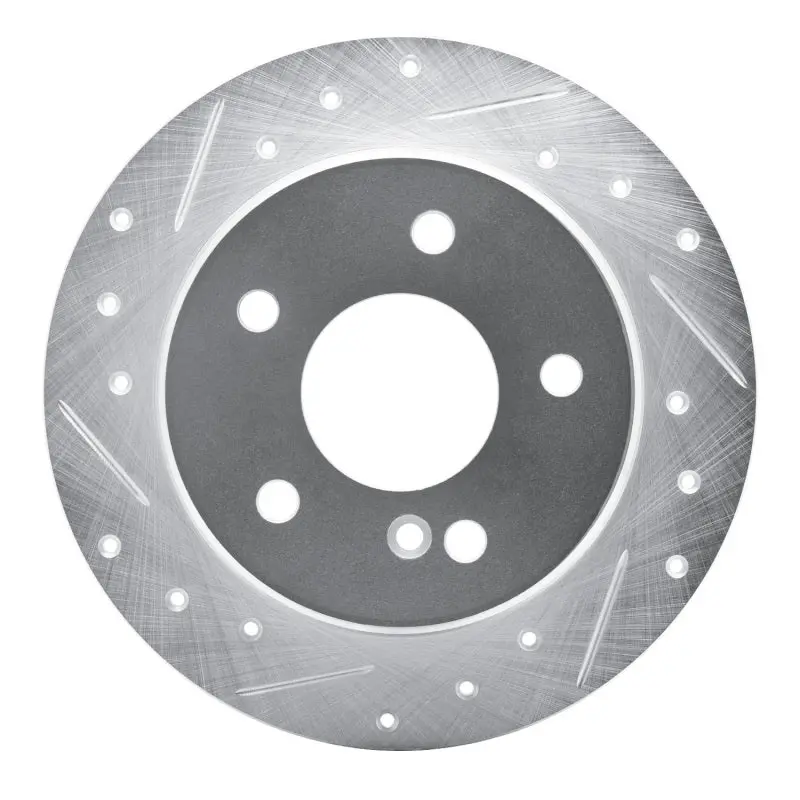 R1 94-98 Mercedes-Benz C220 Rear Left Drilled & Slotted Silver Brake Rotor 1