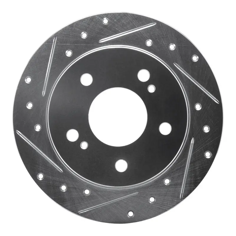 R1 94-98 Nissan 240Sx Rear Left Drilled & Slotted Silver Brake Rotor 1