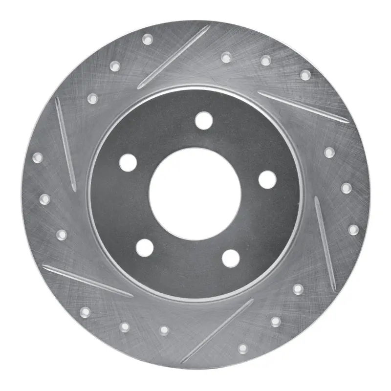 R1 94-99 Buick Regal Rear Left Drilled & Slotted Silver Brake Rotor 1