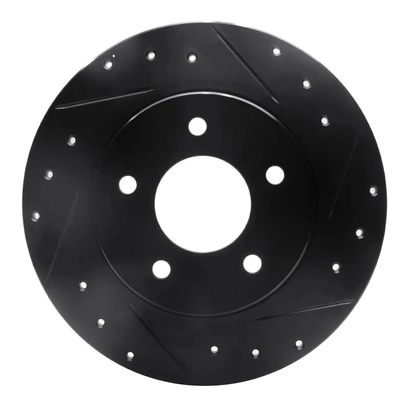 R1 94-99 Buick Regal Rear Right Drilled & Slotted Black Brake Rotor 1