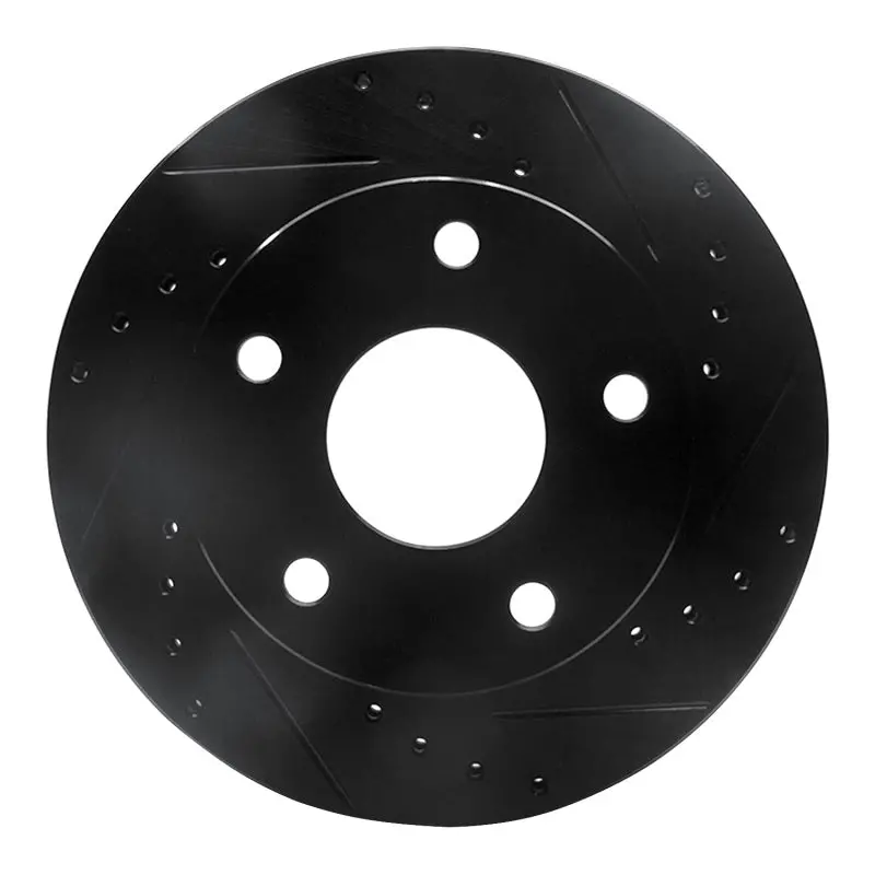 R1 94-99 Dodge Ram 1500 Pickup Front Right Drilled & Slotted Black Brake Rotor 1