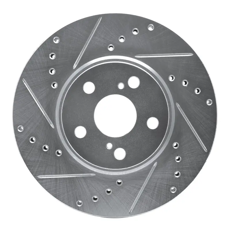 R1 94-99 Toyota Celica Front Left Drilled & Slotted Silver Brake Rotor 1