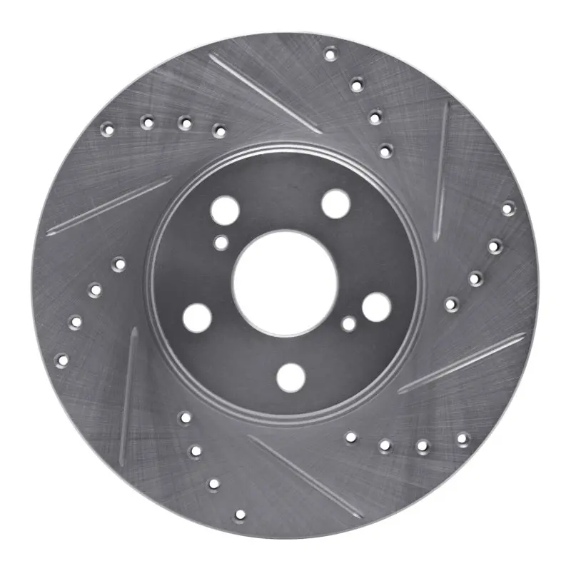 R1 94-99 Toyota Celica Front Right Drilled & Slotted Silver Brake Rotor 1