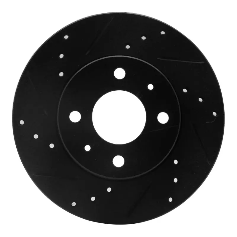 R1 95-00 Nissan 200Sx Front Left Drilled & Slotted Black Brake Rotor 1