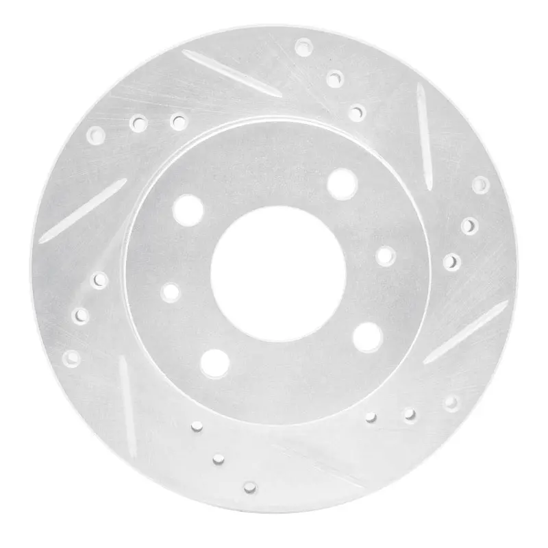 R1 95-00 Nissan 200Sx Front Right Drilled & Slotted Silver Brake Rotor 1