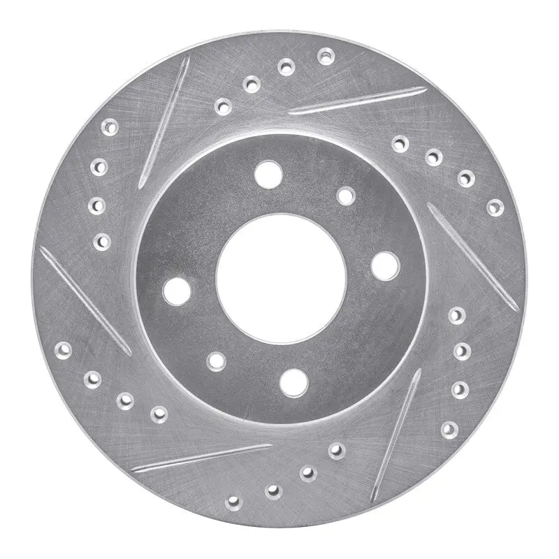 R1 95-00 Nissan Lucino (Mexico) Front Left Drilled & Slotted Silver Brake Rotor 1