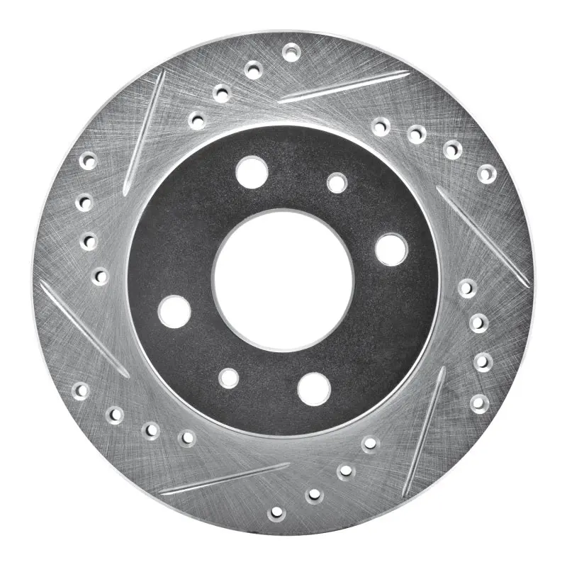 R1 95-00 Nissan Lucino (Mexico) Front Left Drilled & Slotted Silver Brake Rotor 1