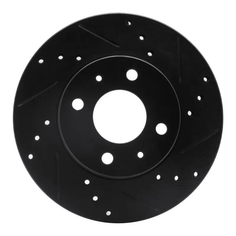 R1 95-00 Nissan Sentra Front Right Drilled & Slotted Black Brake Rotor 1