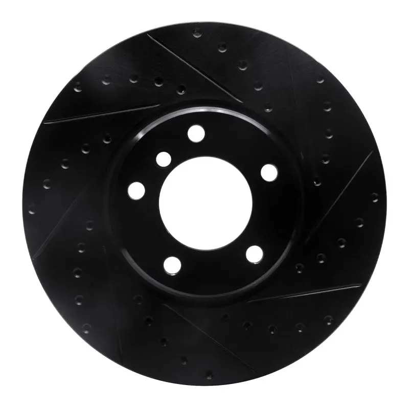 R1 95-01 Bmw 750Il Front Right Drilled & Slotted Black Brake Rotor 1