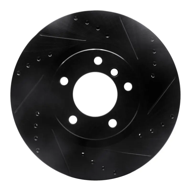 R1 95-02 Bmw M3 Left Front Drilled & Slotted Black Brake Rotor 1