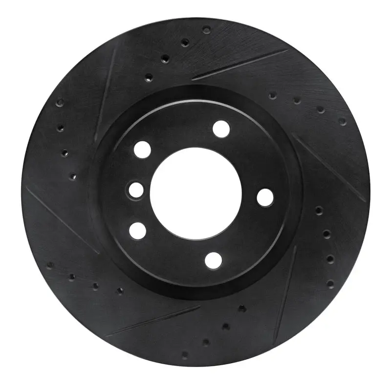 R1 95-02 Bmw M3 Right Front Drilled & Slotted Black Brake Rotor 1