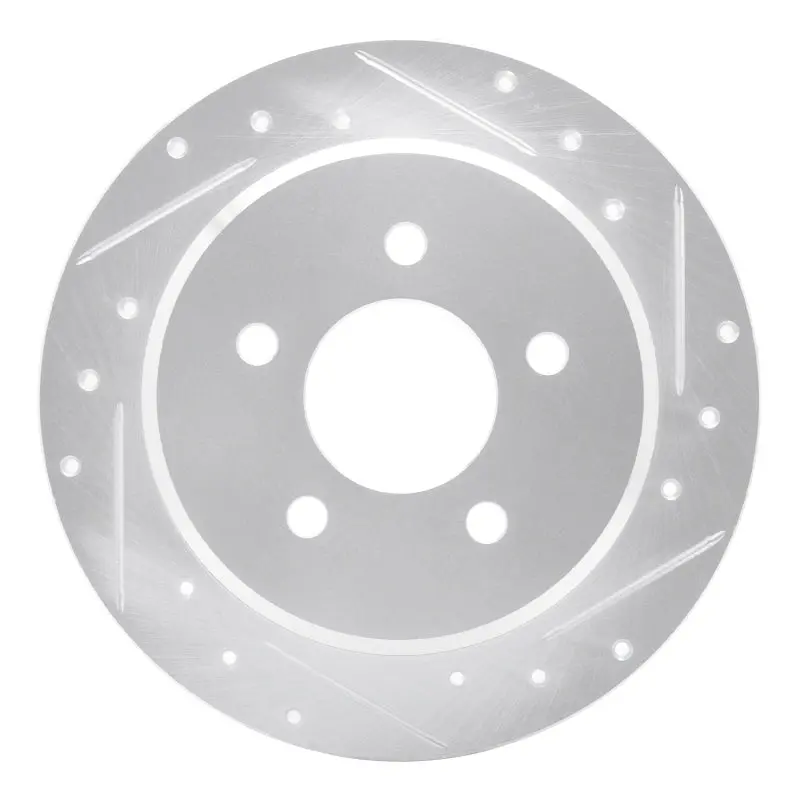 R1 95-02 Ford Explorer Sport Rear Right Drilled & Slotted Silver Brake Rotor 1