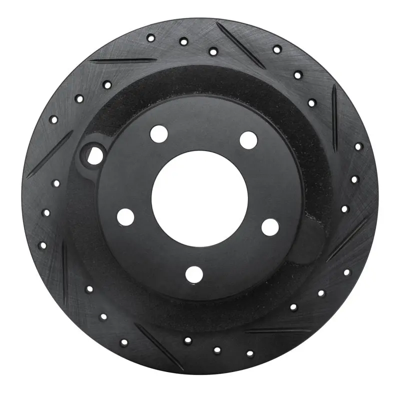 R1 95-02 Mazda Millenia Rear Right Drilled & Slotted Black Brake Rotor 1