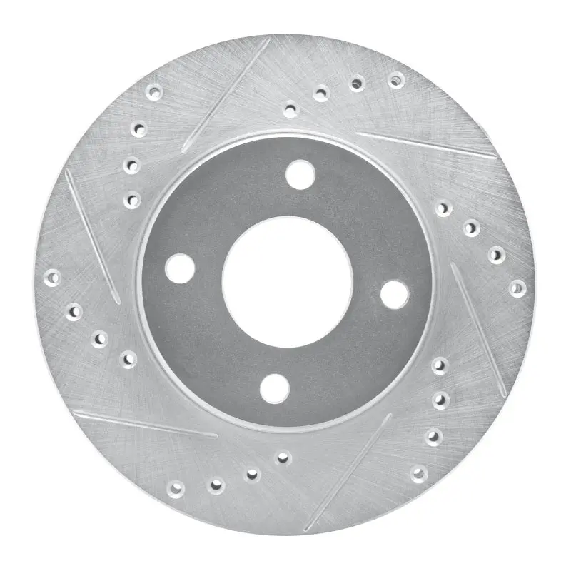 R1 95-04 Ford Contour Front Left Drilled & Slotted Silver Brake Rotor 1