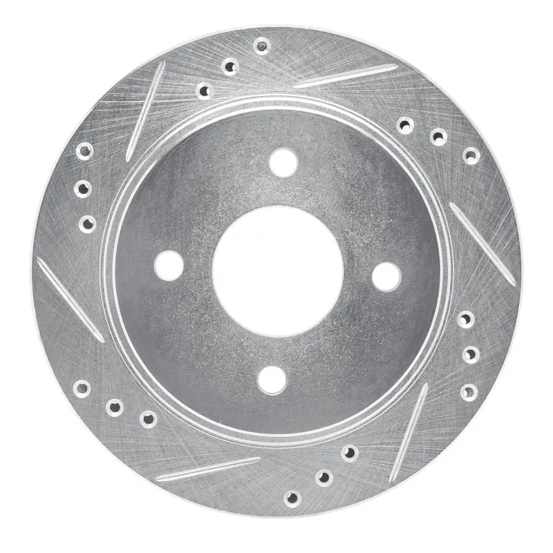 R1 95-04 Ford Contour Rear Left Drilled & Slotted Silver Brake Rotor 1