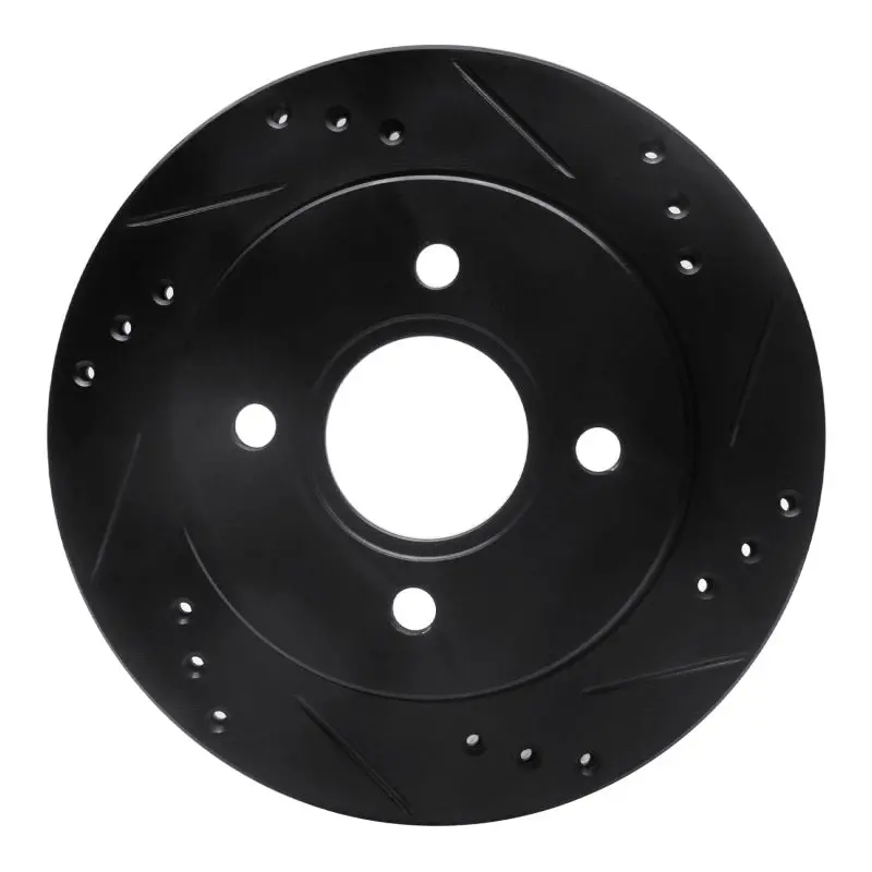 R1 95-04 Ford Contour Rear Right Drilled & Slotted Black Brake Rotor 1